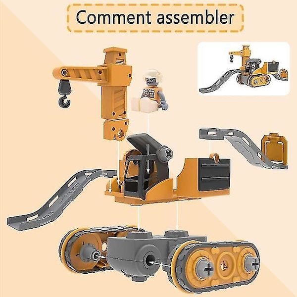 Monteringstransportbil DIY Byggesett for Barn, 4 i 1 Teknisk Bil med Elektrisk Drill, Pedagogisk Gave