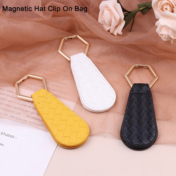 Hatteclips til håndtaske PU-læder Magnetisk hatteholder til rejser Sort-KK1- Yellow
