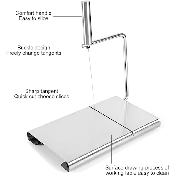 Terveyskestävästä teräksestä valmistettu juustoleikkuri, 5 vaihdettavan terän juustoleikkuri, voiveitsi, juustoleikkuri, juustoleikkuri, metallinen leikkuri pehmeälle juustolle ja voille