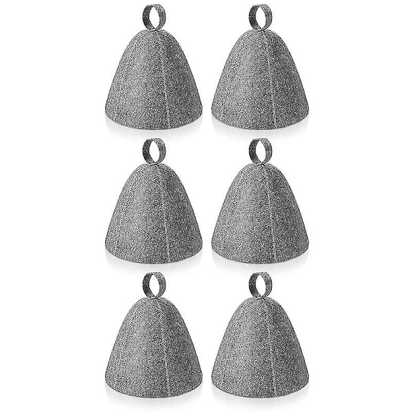 6 st Filt Bastuhättor, Badmössa, Huvudskydd, Absorberande Bastuhatt för Bastu, Dusch, Badrum, Ångbastu A