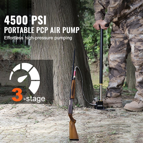 SucceBuy 3-stegs PCP-handpump 30Mpa 4500 PSI högtrycksluftgevärspump svart-XM4- black