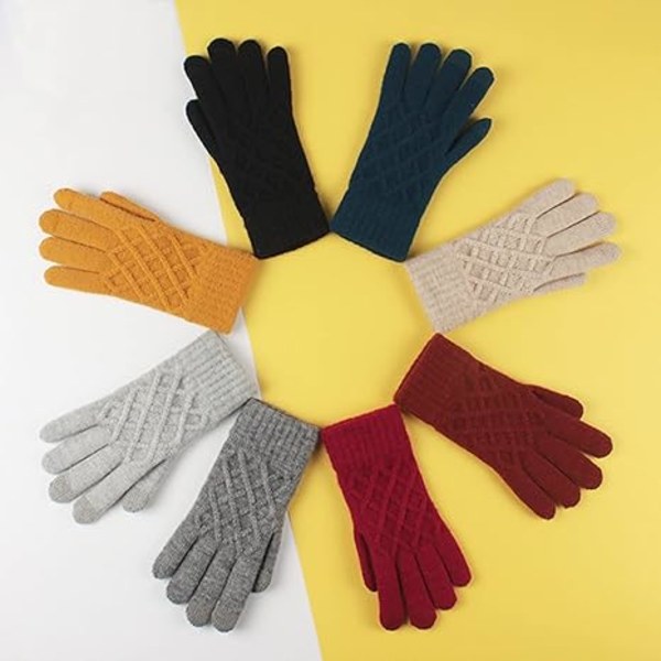 Damers Vinterstrikkede Hansker TouchScreen Teksting Fleece Votter