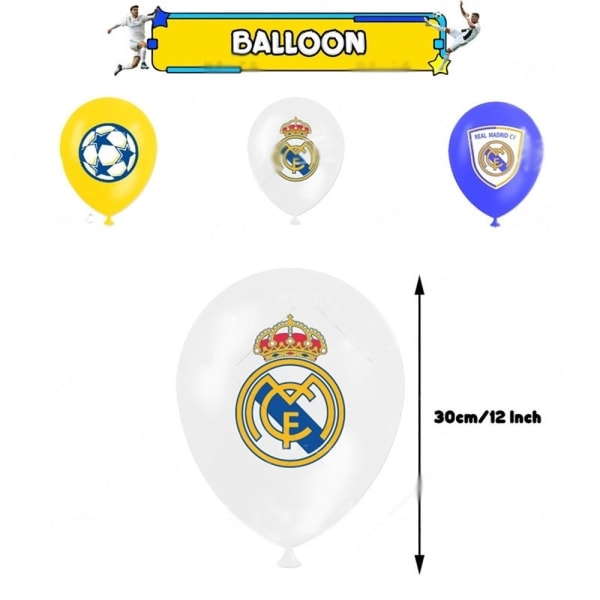 REMAKE Real Madrid Fodbold Fødselsdagsfest Tilbehør Banner Balloner Kage Toppers Dekoration