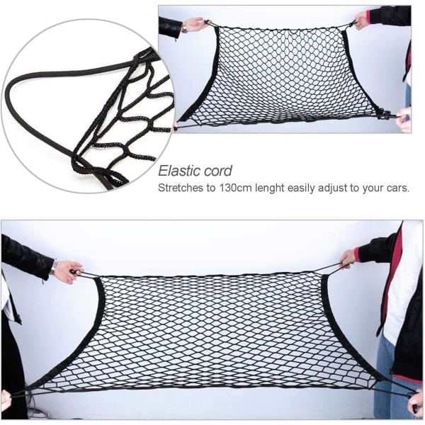 Lastnet, Bagagenet Justerbar Elastisk Organiseringsnet, Nylon Bagagerumsnet, Universal Pasform til Bil Bagagerum Køretøj Van SUV (27.5'' x 27.5'')