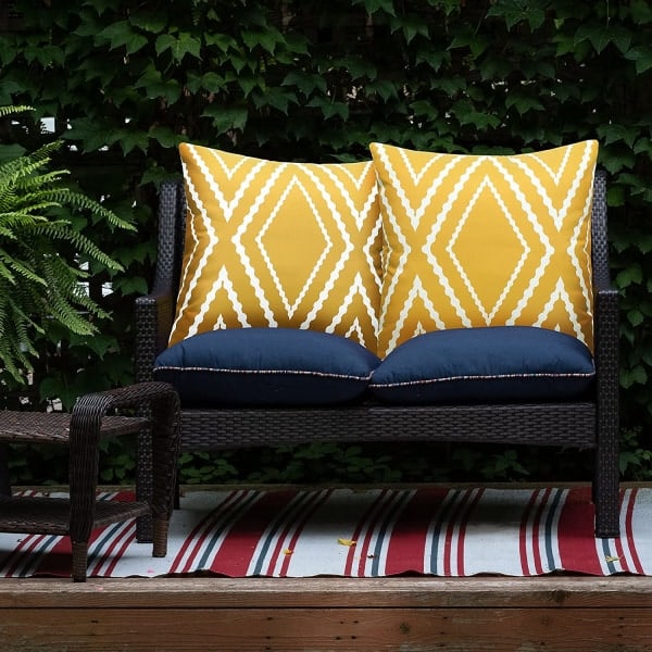 2 KPL Ulkokäyttöön Vedenpitävä Boho Tyyny 18\" X 18\", Keltainen-X74-