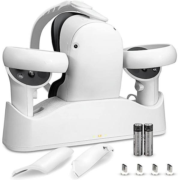 Ladestation til Oculus Quest 2, understøtter magnetisk opladning af dobbelte controllere og VR-tilbehør til headset