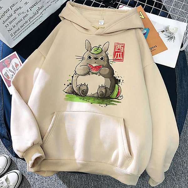 Studio Ghibli Totoro Huppari Japanilainen anime Henkien kätkemä Painatus Luvtröja Mies Oversized 90-luku Manga Miyazaki Hayao Huppareita Unisex Beige9