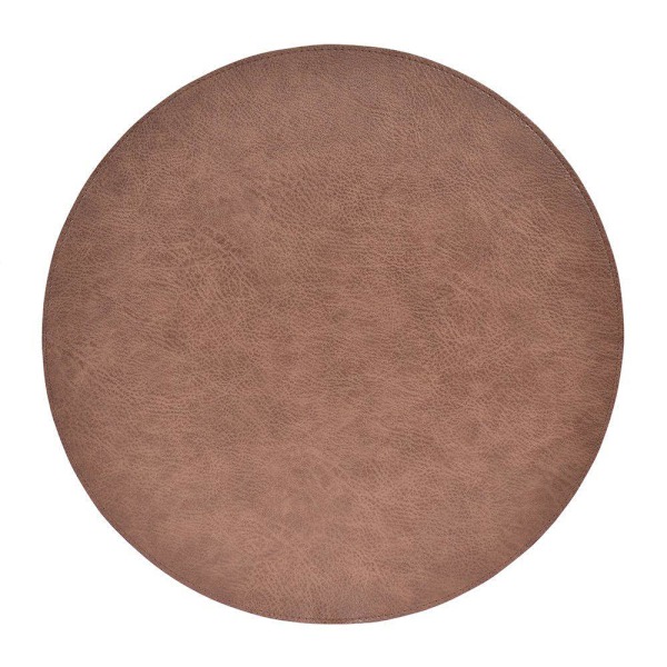 Underlägg Läder/skinnimitation grå/bruna Runda 4-pack Tablett Brown Brun