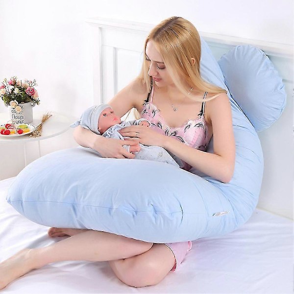 Bomullsputetrekk for U-formet Gravidpute, Vaskbart, Komfortabelt Putetrekk for Sidesovere 80x140cm 80x140cm Blue
