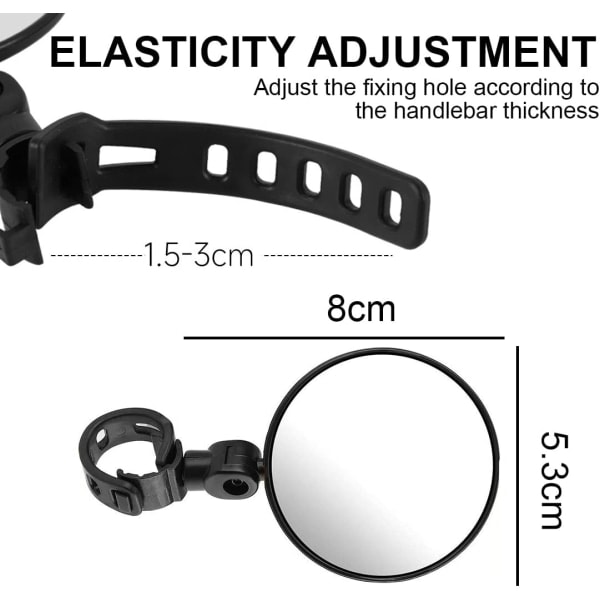 IC 2 stk HD 360° roterbar & sammenleggbar sykkel, bakspeil, sykkelspeil