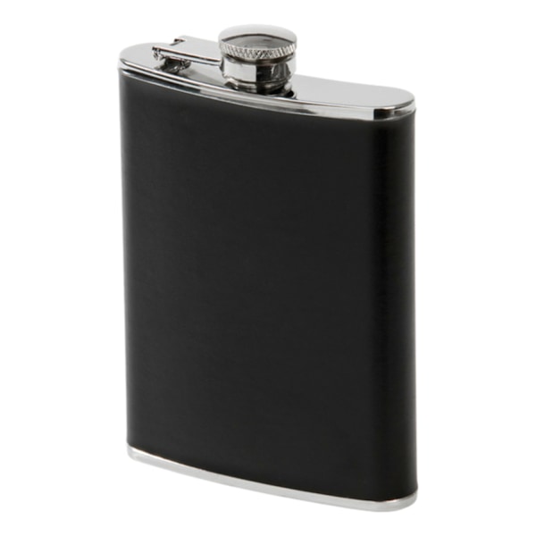 Leather Flask / Hip Flask - 24cl Black Svart