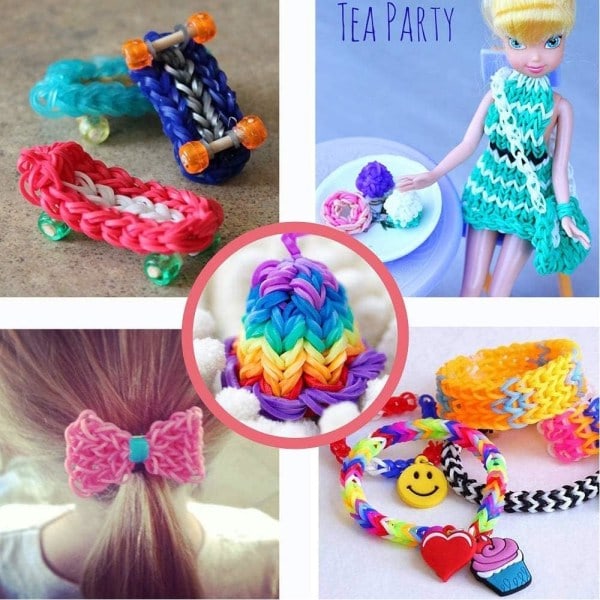 Färgglada set för loom bands, 10 000 gummiband med 28 färger