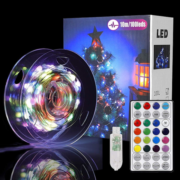 10M 100LED Ljusslinga, 12 Lägen 16 Färger LED Fairy Lights
