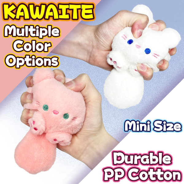 Hvide Kat Udstoppede Dyr, Kawaii Kat Plushies til Piger og Drenge, Bløde Katte Mini Plushie Legetøjs Nøgleringe, Sjove Knusbare Plushie Legetøj til Børn, Udstoppet Dyr