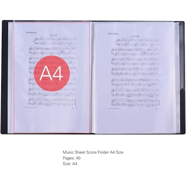 Musikkmappe A4 Størrelse Notemappe Papirdokumenter Musikk-XM2-