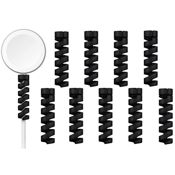 10-pak Spiral Kabelbeskyttelse - Oplader Sort