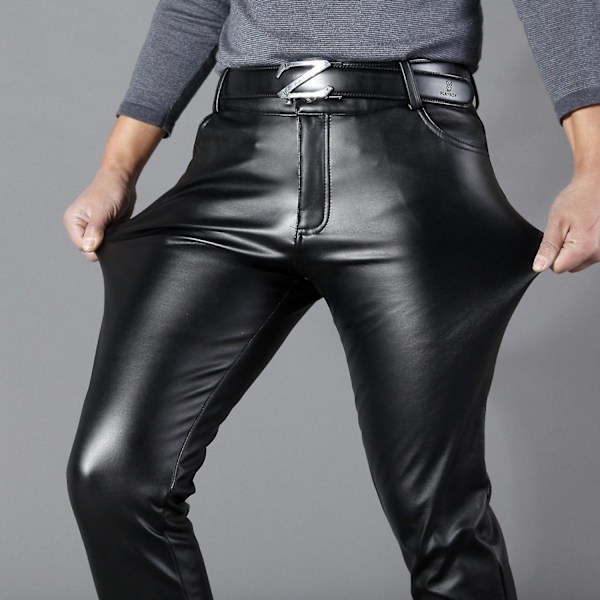 Läderbyxor herr, Skinny Stretch PU-läderbyxor 30