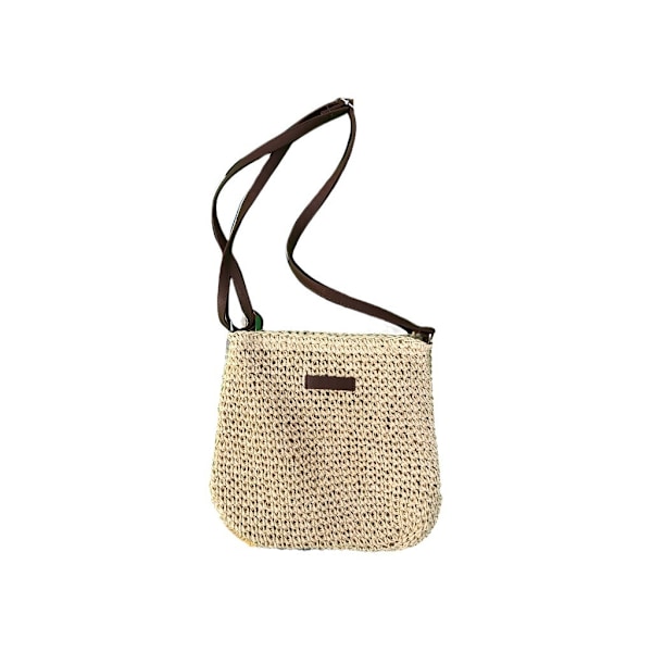 Stråväska för Kvinnor, Sommar Strand Crossbody Väska med Dragkedja och Justerbar Axelrem, Bohemisk Vävd Handgjord Axelväska, (Off-White)-XF5- off white