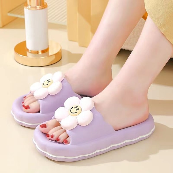 global Hot Rea Søte Blomster Baderom Sklisikre Tøfler 36-Størrelse 41 purple-KK1- purple 38-39