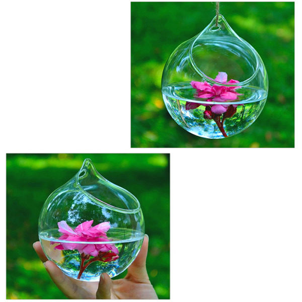 Hængende Glaskugle Blomst eller Vase Terrarium Beholder Landskab Transparent L