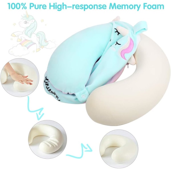 Rejsepude til børn, Enhjørning Memory Foam Rejse Nakkepude