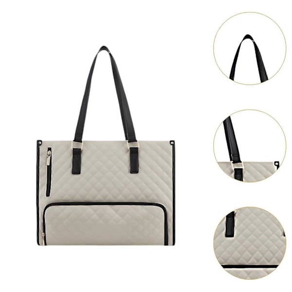 Frokosttaske til Kvinder Madkasse Computertaske Skuldertaske Håndtaske til Hverdagsbrug på Kontoret-XM1- Beige