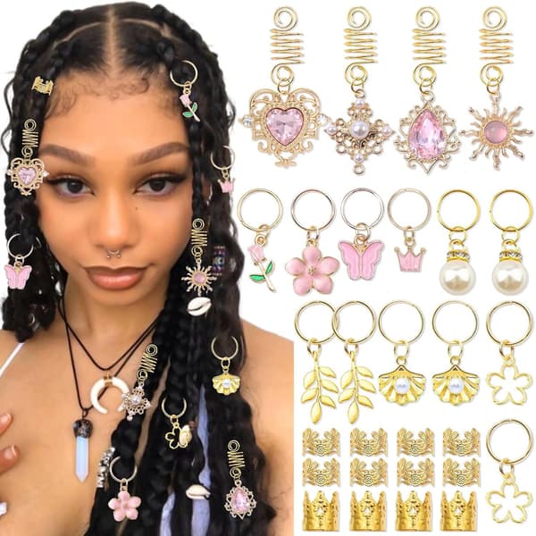 Glitrende Rhinestone Hårklemmer Sæt, Dreadlock Smykker med Blomster Hjerte Sommerfugl Charms til DIY Hårstyling JH-378