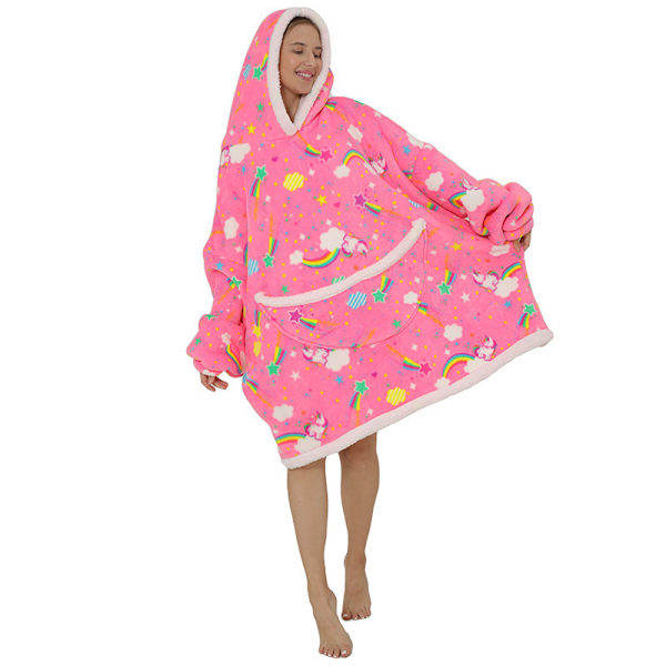 Oversized genser med hette Myk varm fleecepledd-KK1- 13