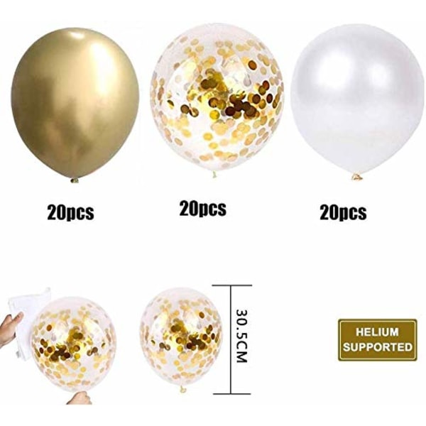 Guld Fødselsdagsballon, 60 Stykker Guld Konfetti Heliumballoner-XM2-