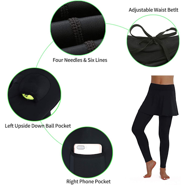 Kjol-leggings för damer, yoga-leggings med kjol M