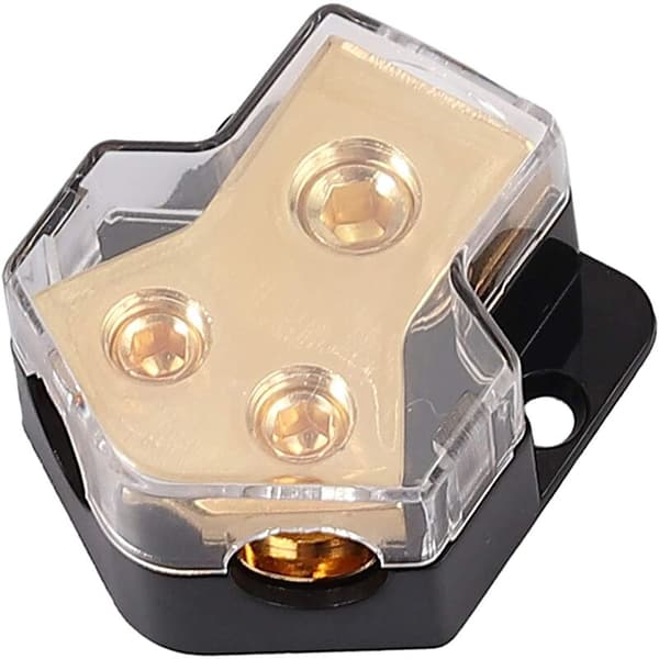 Power Distribution Block, 1 Input Gauge 0/2/4 with 2 Output Gauge 4/8 for Power Amplifier, Car Audio Power Audio Distribution