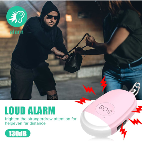 Personlig Sikkerhedsalarm Nøglering, 130dB Personlige Alarmer med LED-XM2-