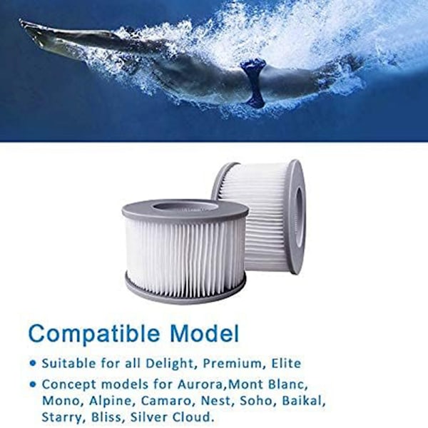8 stk Mspa Pool Spabad Filterpatroner, Erstatningspatron til Poolfilter