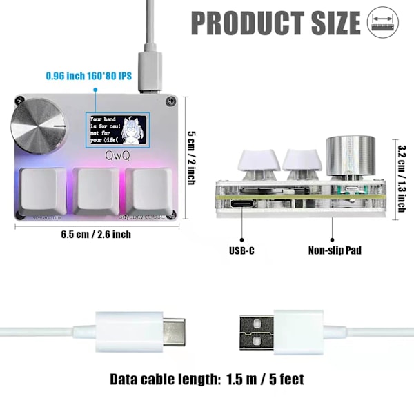 SayoDevice OSU O3C Rapid Trigger Hall Brytere Magnetiske Lineære Brytere Tastatur med Hjul og Skjerm Kopier Lim Inn Snarvei Makro Hotswap Mini Tastatur