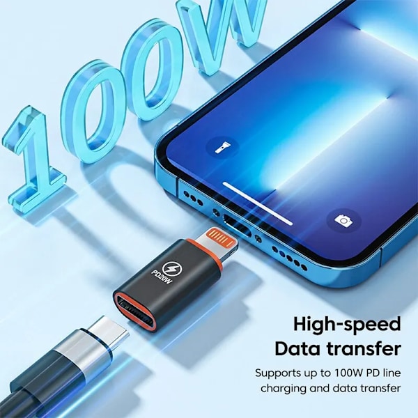 USB C till Lightning Adapter PD 20W 120W Snabbladdning Lightning Hane Till Typ C Adapter För iPhone IOS till USB Typ C Konverterare