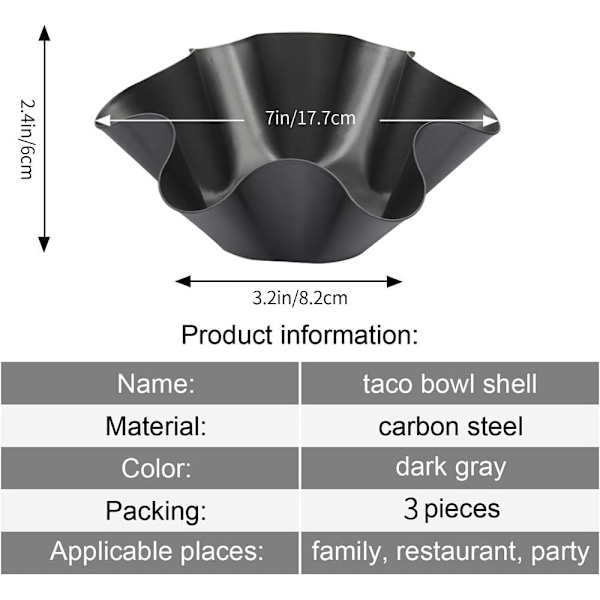 3-pack Tortillabakform Non-stick Taco Skålform Salladsskål-XM2-