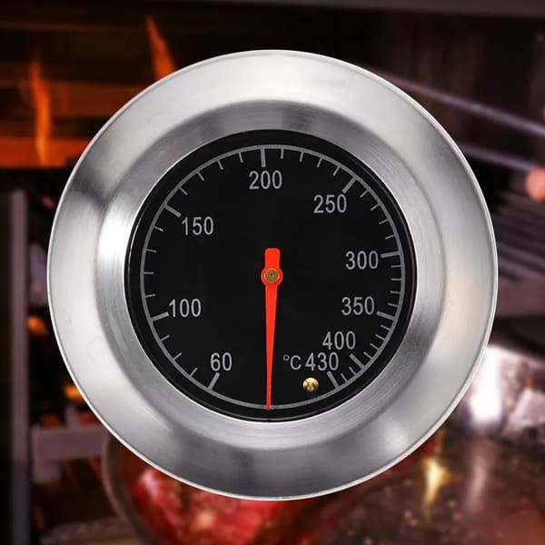 Grilltermometermåler Rustfritt stål BBQ Grilltermometer Grillgrop Kjøtttemperatur-FM- silver