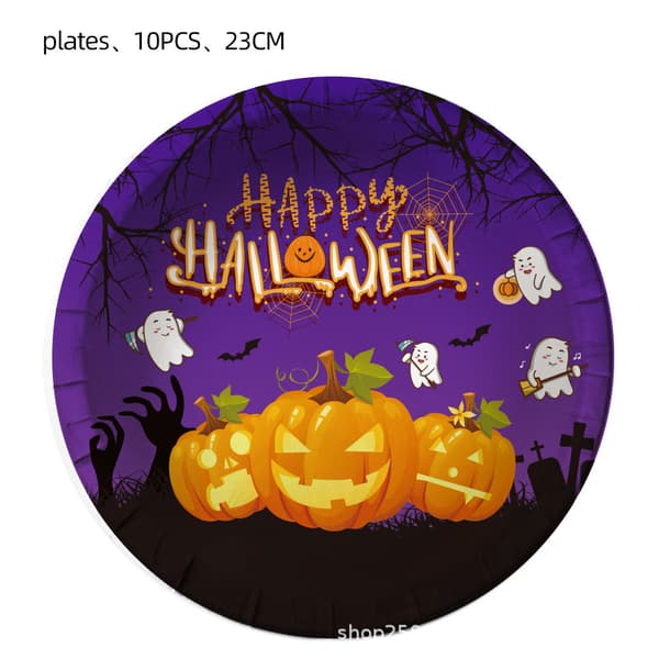 Græskar Spøgelse Halloween Fest Bordservice Sæt, Engangs Papirtallerkener Kopper Servietter Kit Backdrops 1PC