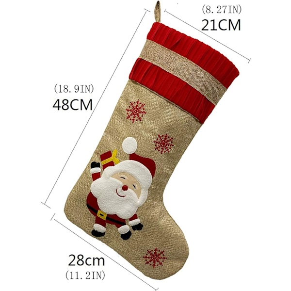 19\" Jul Klassisk Personlig Stor Julstrumpa, Tomte, Snögubbe