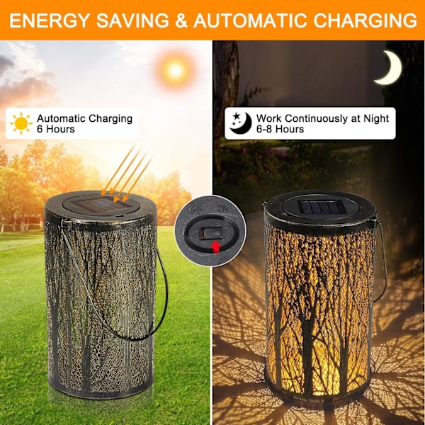 Solarlampa för Utomhusupphängning, Lykta Cylindrisk Natt