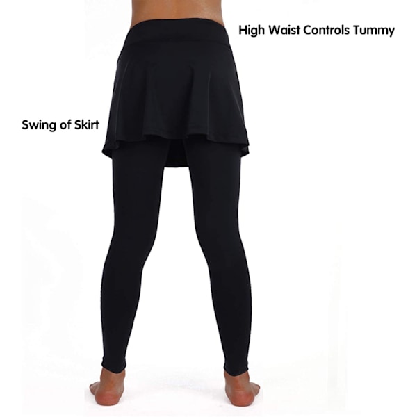 Kjol-leggings för damer, yoga-leggings med kjol L