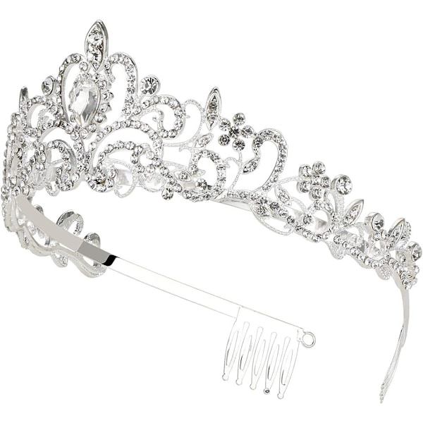 Makone tiara krystallkrone med strass kam for brudekrona, bryllup, ball, festspill, prinsessefester, bryllup diadem, tiara barn, prinsesse