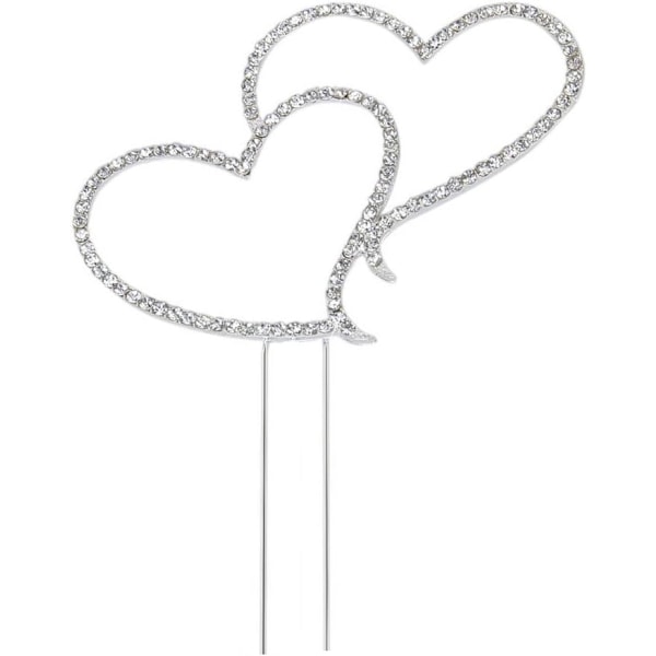 Bryllupskagepynt Bryllupskagepynt Delikat Funklende Krystal Rhinestone Dobbelt Kærlighedshjerteform Bryllupskagepynt Dekoration