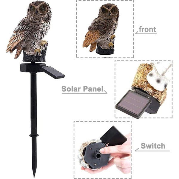 Pöllö Aurinko LED Valo Puutarha Aurinkovalo Ulkokoriste Hartsi