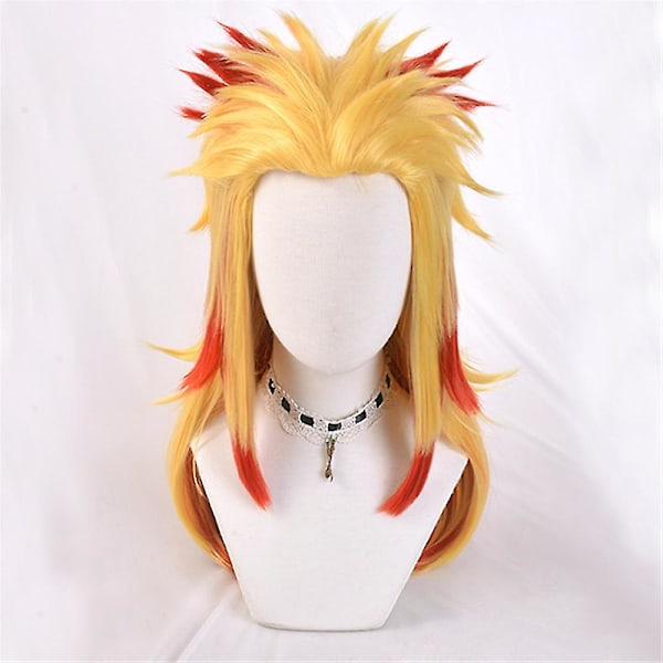 Demon Slayer Rengoku Kyoujurou Cosplay Festkostume Outfits Halloween Fest Anime Sæt Gaver-yky Only Only Wig One Size - Wig