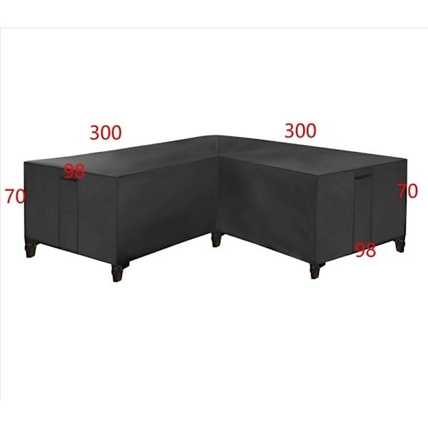 huonekalusuoja päällinen suoja ulkokalusteille kulmasohva vedenpitävällä mustalla svart 300*300*98cm
