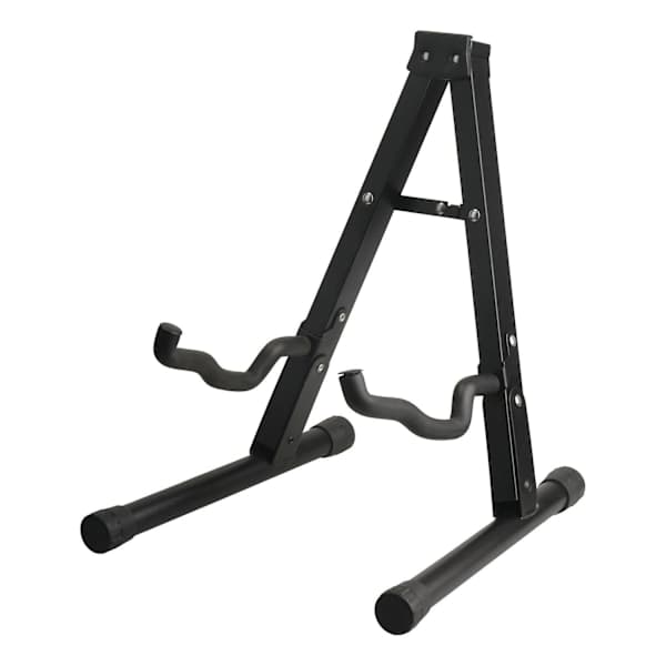 Sort Guitarstativ i Jern - Unikt Foldbart Design, Stabilt A-Ramme Stativ til Basvisning-FM-