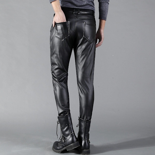 Läderbyxor herr, Skinny Stretch PU-läderbyxor 40