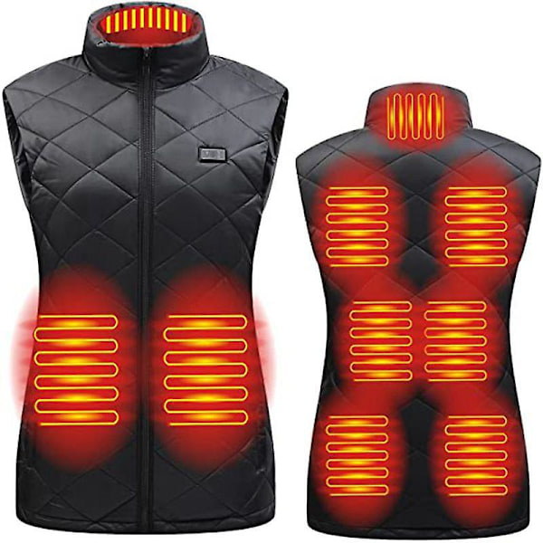 Oppvarmet Vest For Kvinner, Varmende Dame Oppvarmet Vest Elektrisk Oppvarming Vest Svart