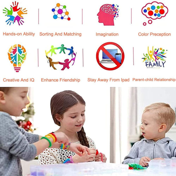 Färgglada set för loom bands, 10 000 gummiband med 28 färger